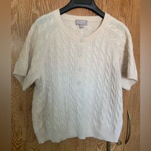 J Crew mushroom cable-knit shirt-sleeved Henley, size L (fits like S)